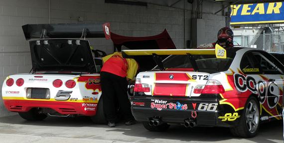 COG/SRD Team in the PIR garage, preparing for a long weekend of racing.
